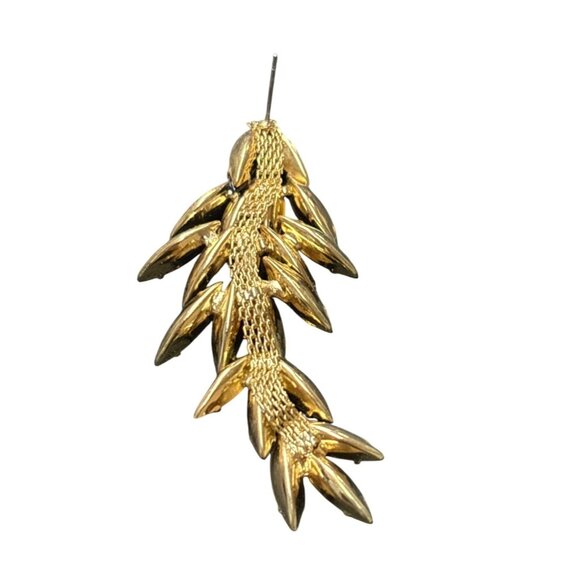 Bar III Black & Gold Leaf Drop Earrings With Stud Back - Picture 4 of 13